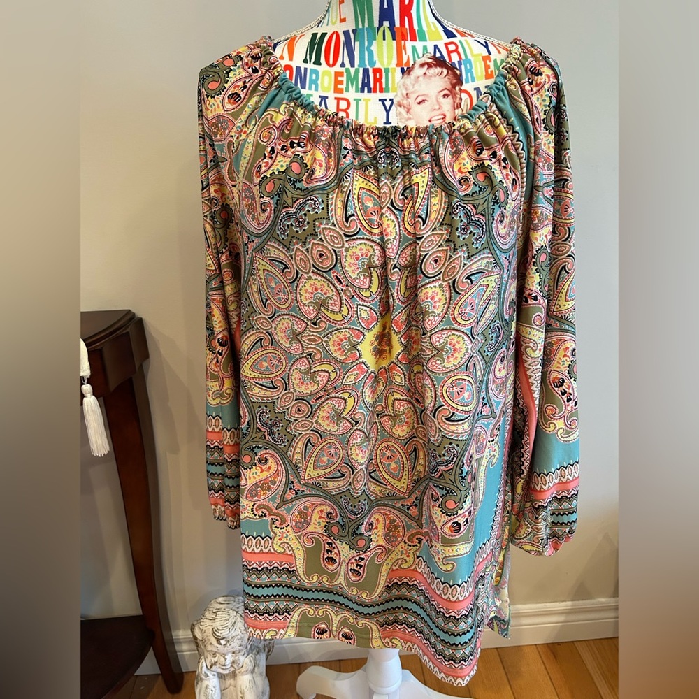 L’Amadie Colorful Paisley Long Sleeve Top made in Canada